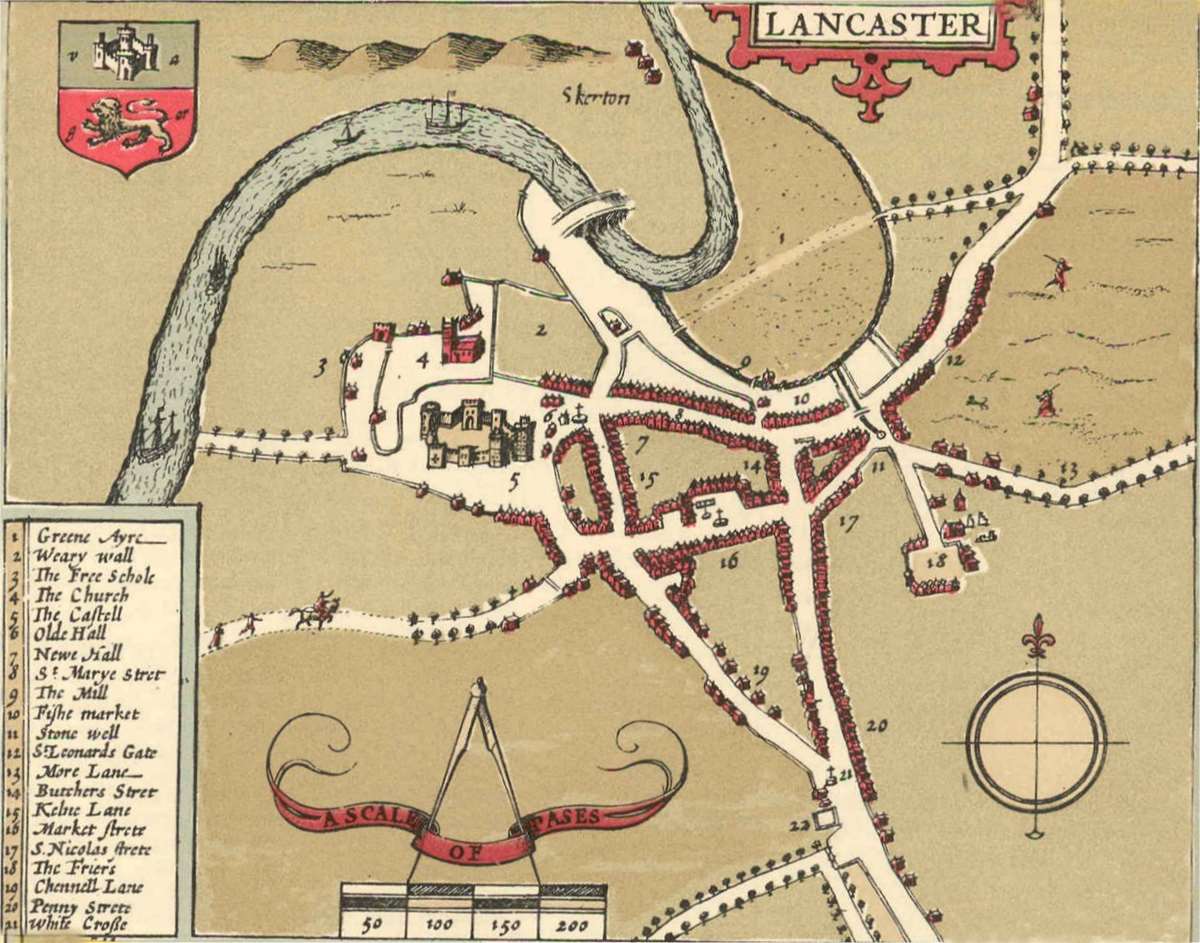 John Speed's 1610 plan of Lancaster