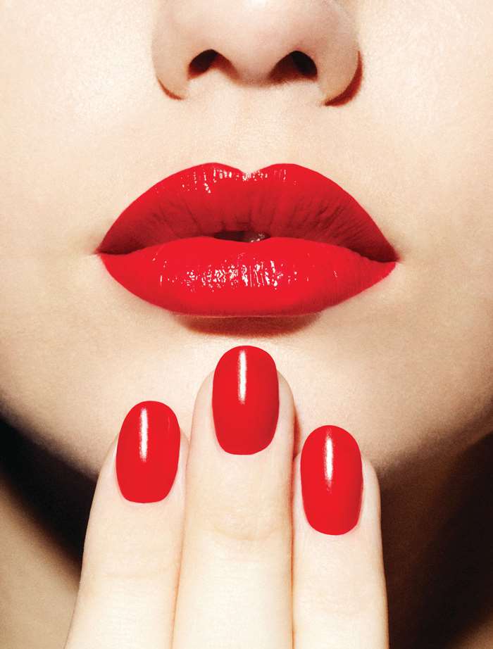 Red nails and lipstick