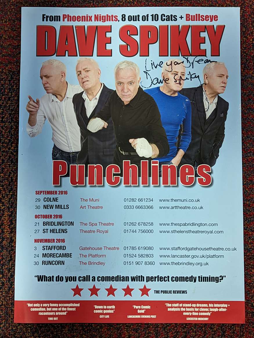 Signed poster by Dave Spikey