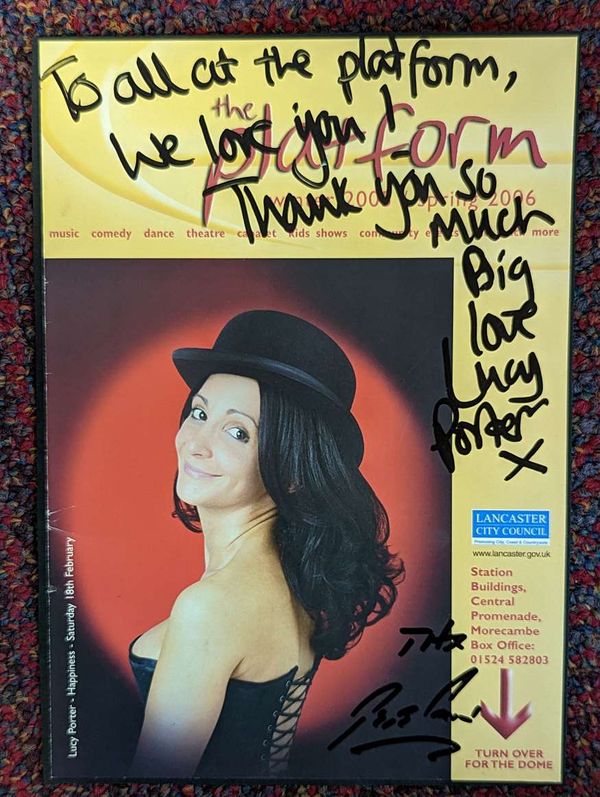 Signed poster by Lucy Porter