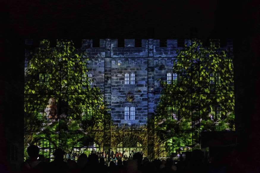Light display at Lancaster Castle