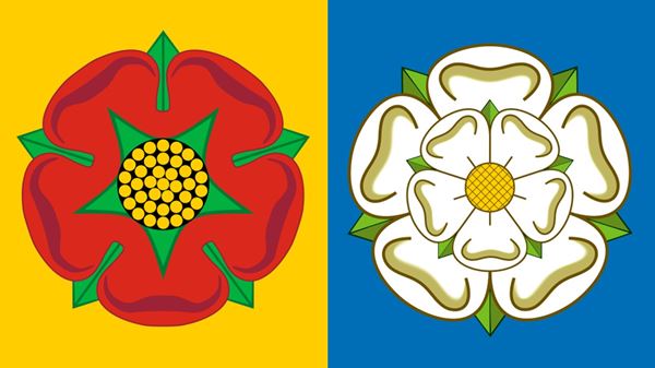 red and white heraldic roses