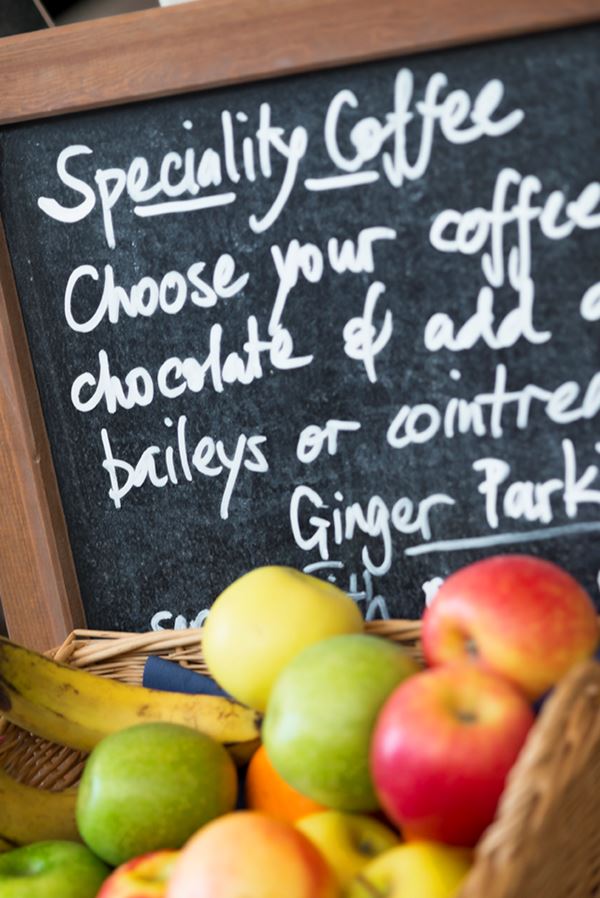 Coffee menu at the Pavilion Cafe