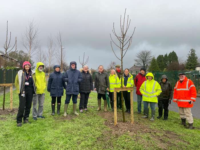 Representatives from Lancaster City Council and the Tree Council, along with local volunteers, at a tree planting event which took place to celebrate the launch of the Tree Warden scheme.