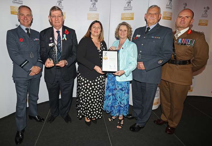 Air Commodore Adam Sansom, Councillor Roger Dennison, Kirsty Chekansky, Carol and Paul Davison, Major General Mark Overton.