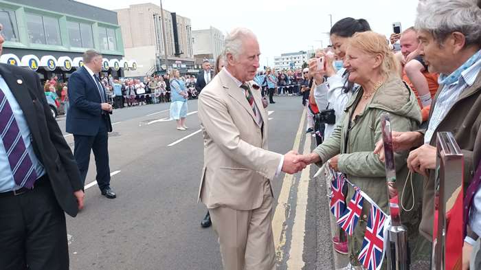 King Charles III during his visit to Morecambe in 2022 as Prince of Wales