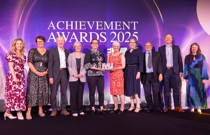 Picking up the trophy for 'Leadership in responding to the climate emergency' at the MJ Awards