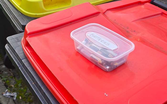 Battery Recycling Wheelie Bin
