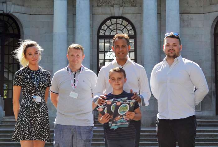 Beth Nortley (Williamson Park), Coun Brendan Hughes (Cabinet member with responsibility for parks and open spaces), Stephen Parkinson (co-founder of the Eco Heroes) with his son Oscar, Anthony Taylor