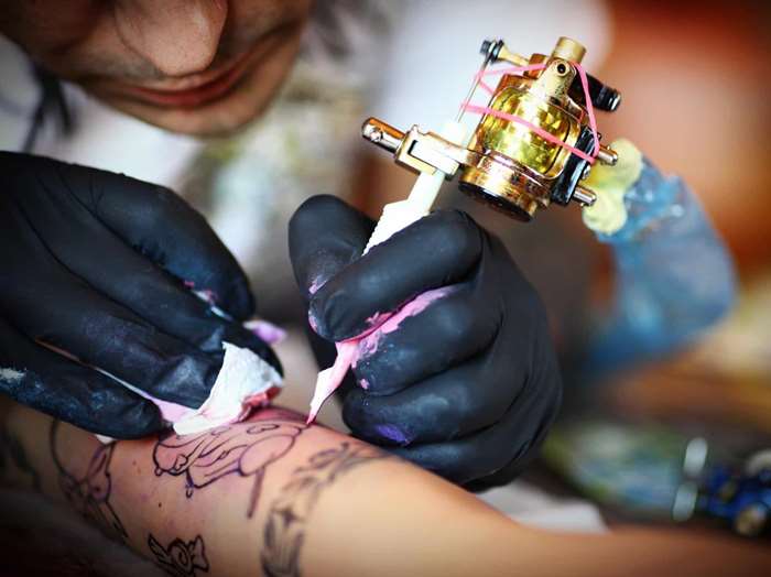 Someone having a tattoo