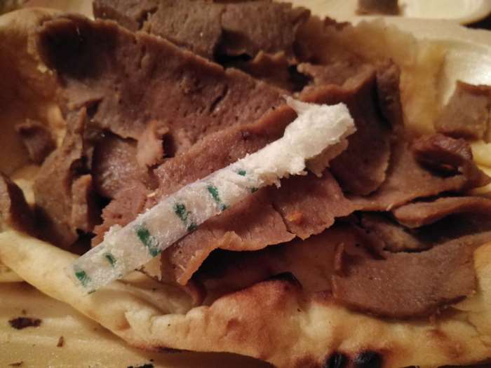 The naan bread which was contaminated with a cigarette filter tip wrapper